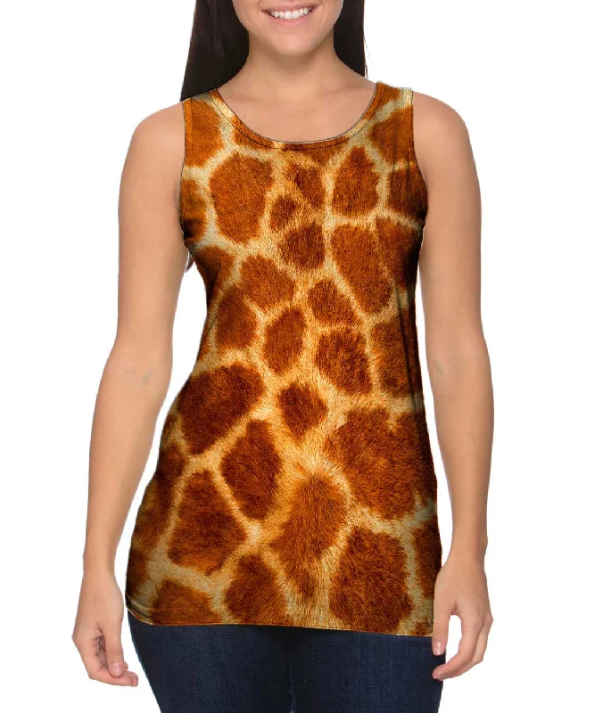 Plus Size Women's Criss - Cross Back Tank Tops in Neon ColorsGiraffe skin