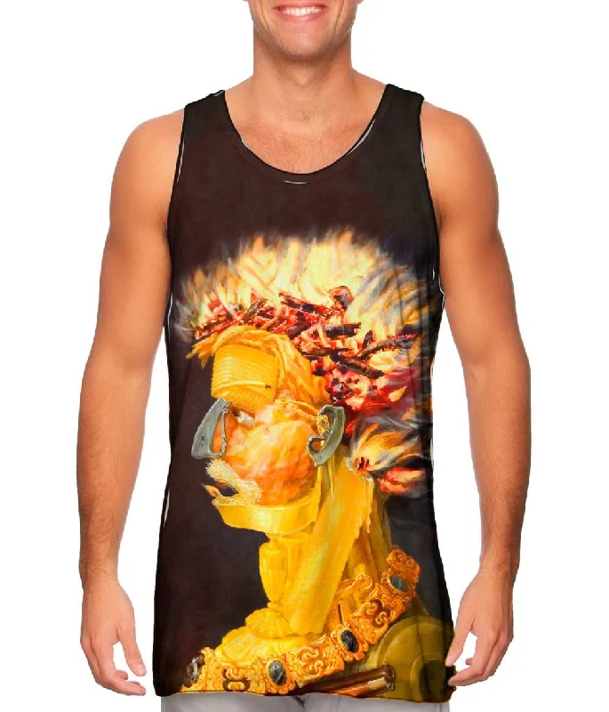 Scoop Neck Women's Linen Blend Tank Tops for SummerGiuseppe Arcimboldo - "Fire" (1566) Scoop Neck Women's Linen Blend Tank Tops for SummerGiuseppe Arcimboldo - "Fire" (1566)