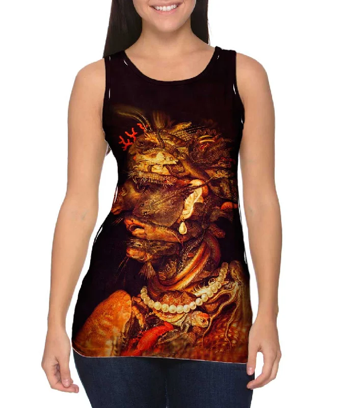 Plus Size Women's Embroidered Tank Tops in Boho StylesGiuseppe Arcimboldo - "Water" (1566) Plus Size Women's Embroidered Tank Tops in Boho StylesGiuseppe Arcimboldo - "Water" (1566)