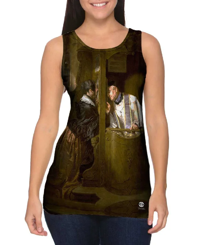 One - Shoulder Women's Rayon Blend Tank Tops for a Flowy LookGiuseppe Molteni - "The Confession" (1838) One - Shoulder Women's Rayon Blend Tank Tops for a Flowy LookGiuseppe Molteni - "The Confession" (1838)