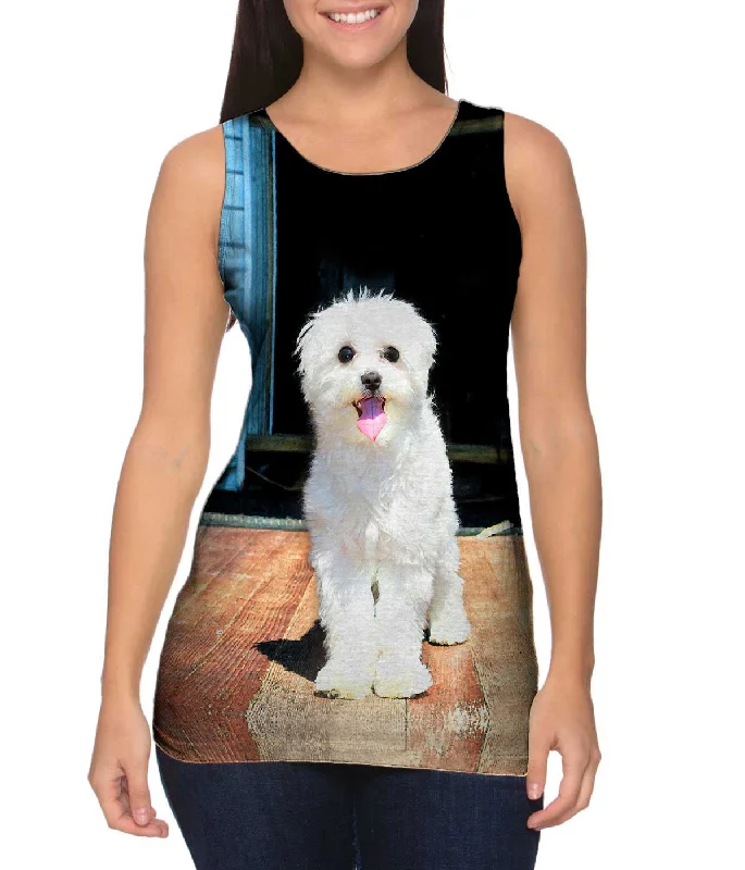 V - Neck Women's Moisture - Wicking Tank Tops for RunningGlistening Maltese