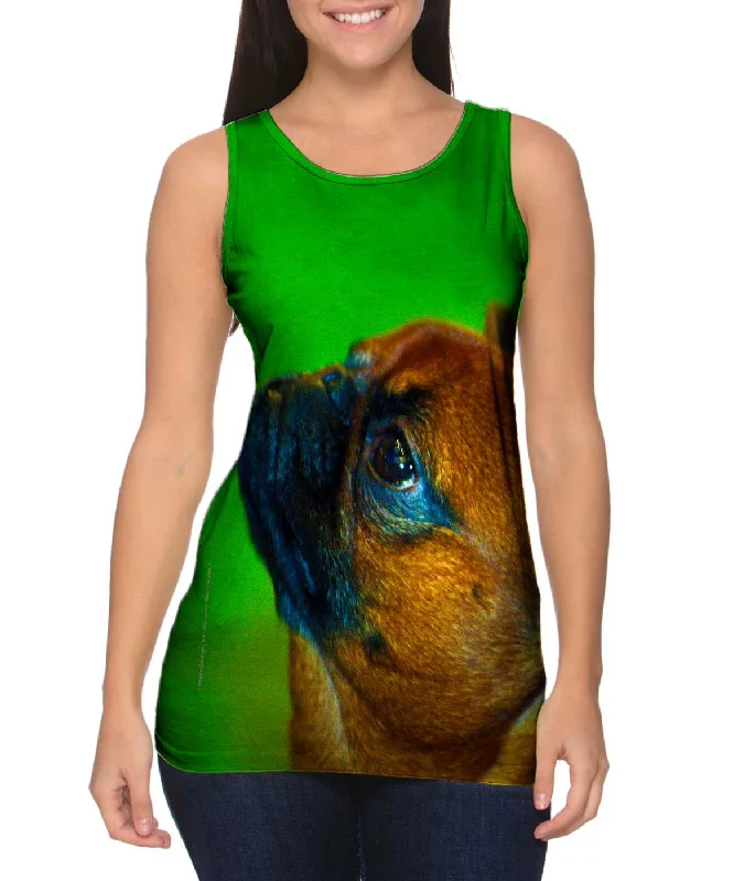 Women's Button - Down Tank Tops in Striped PatternsGlossy Pug