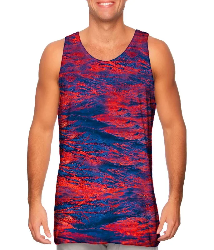 Women's Cropped Tank Tops with Vintage Band LogosGlowing Red Waves