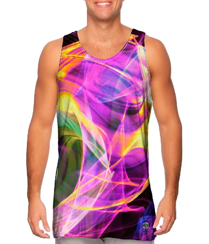Mock Neck Women's Performance Tank Tops for CyclingGlowstick Swirl Pink