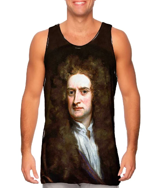 Plus Size Women's Ruffled Hem Tank Tops with Floral PrintsGodfrey Kneller - "Sir Isaac Newton 002" (1702) Plus Size Women's Ruffled Hem Tank Tops with Floral PrintsGodfrey Kneller - "Sir Isaac Newton 002" (1702)