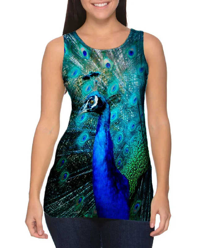 Women's Cropped Tank Tops with Vintage Band LogosGold Peacock