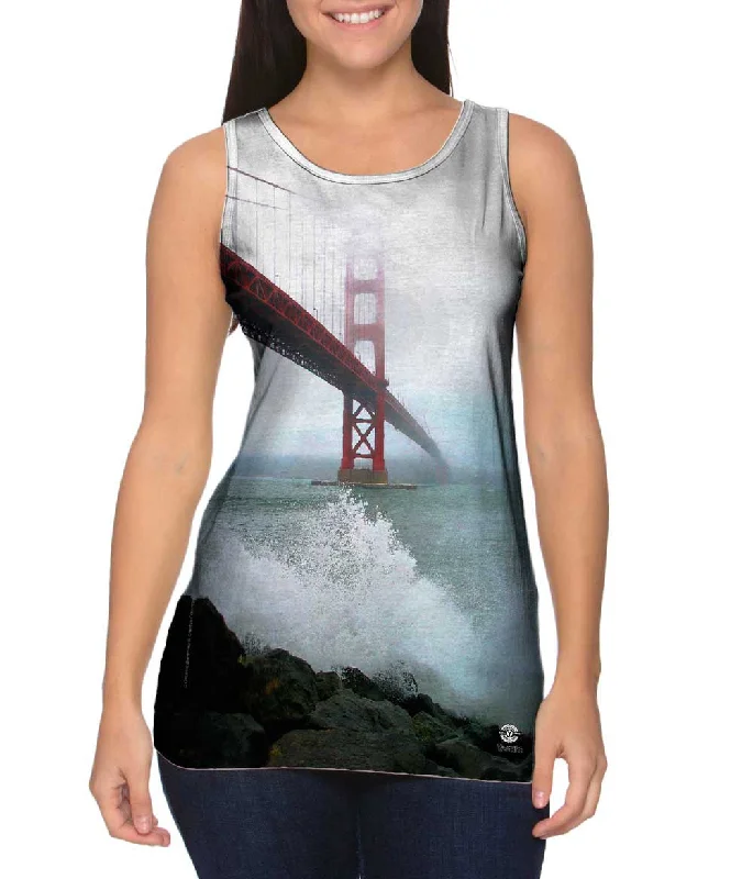 Women's Spaghetti Strap Tank Tops with Geometric PatternsGolden Gate Bridge Fog