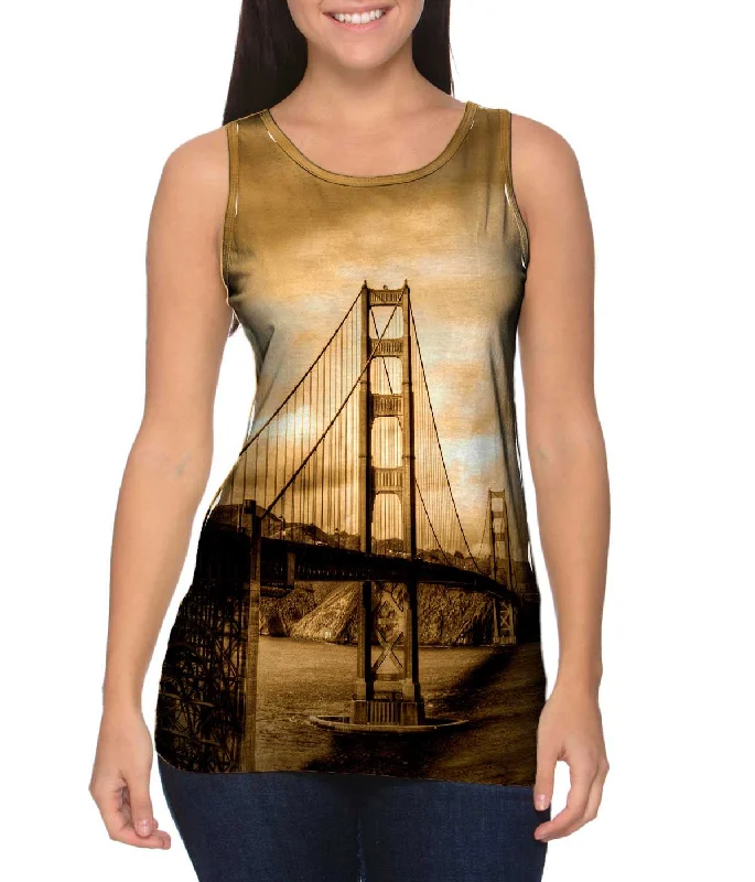 Plunge Neck Women's Seamless Tank Tops for a Smooth FitGolden Gate In Sepia