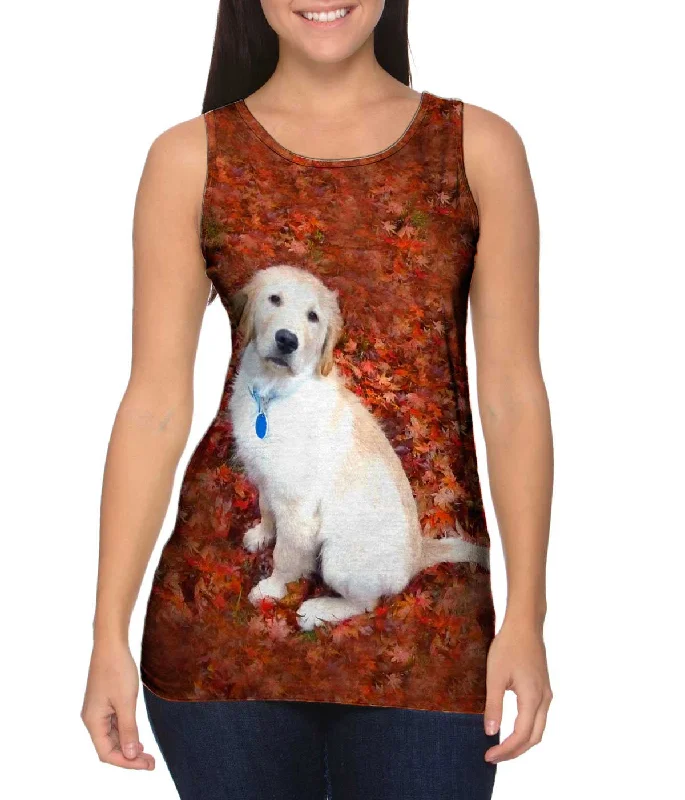 High - Neck Women's Silk Blend Tank Tops for a Luxurious FeelGolden Lab Enjoys Fall