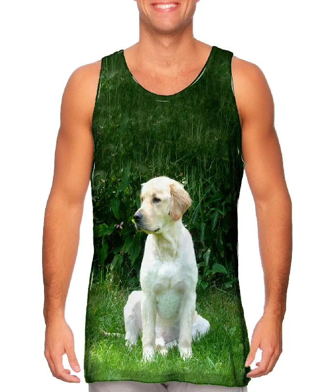 Plus Size Women's Criss - Cross Back Tank Tops in Neon ColorsGolden Lab In Garden