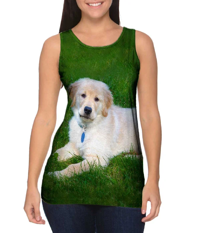 Square Neck Women's Organic Cotton Tank Tops in Earth TonesGolden Lab Lays About