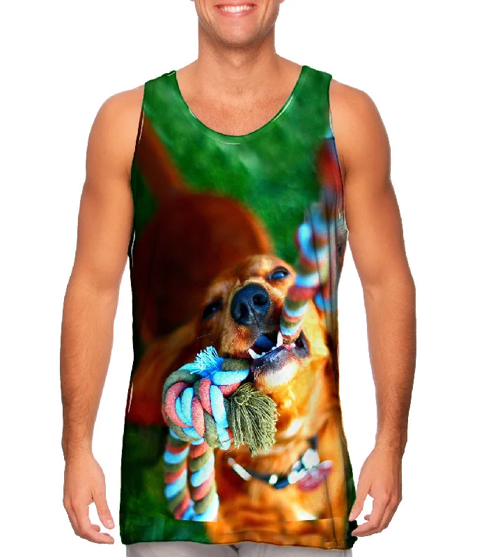 Plus Size Women's Puff - Sleeve Tank Tops in Pastel HuesGolden Lab Tug O War