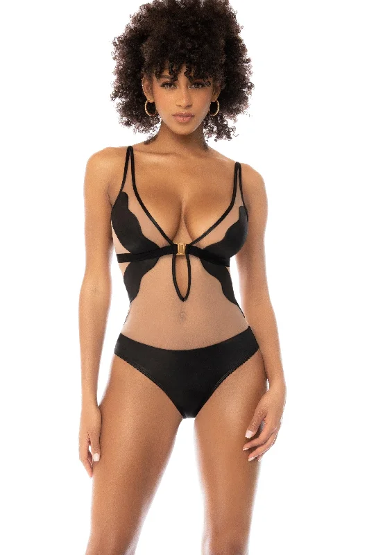 High - Neck Bodysuits for a Modest and Sophisticated LookTransparent Tulle and Leather-Effect Bodysuit High - Neck Bodysuits for a Modest and Sophisticated LookTransparent Tulle and Leather-Effect Bodysuit