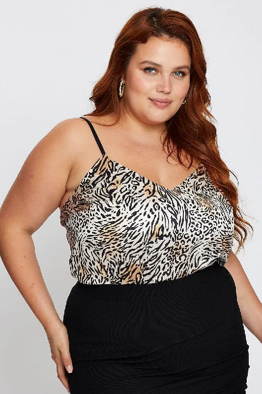 Mesh Bodysuits for a Bold and Edgy Fashion StatementAnimal Print Strappy Bodysuit
