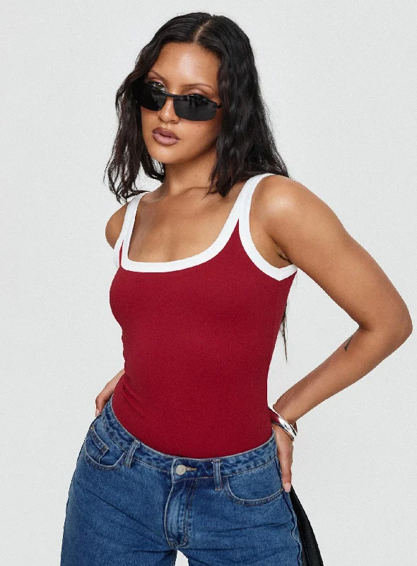 Maternity Bodysuits for Expecting Mothers' ComfortAstrea Bodysuit Red / White
