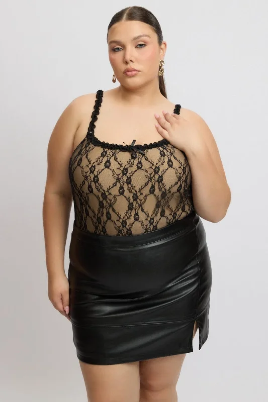 Crop Bodysuits to Pair with High - Waisted BottomsBlack Bodysuit Lace