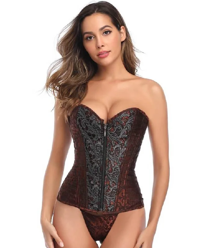 Maternity Bodysuits for Expecting Mothers' ComfortCurvy Jacquard Satin & Lace Corset - Red Maternity Bodysuits for Expecting Mothers' ComfortCurvy Jacquard Satin & Lace Corset - Red