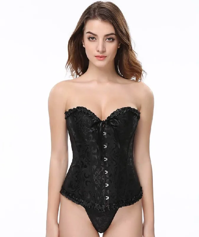 Lace Bodysuits for a Sexy and Elegant Bedroom LookCurvy Satin Jacquard Corset - Black Lace Bodysuits for a Sexy and Elegant Bedroom LookCurvy Satin Jacquard Corset - Black