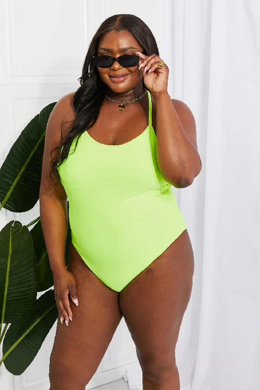 Women's Sleeveless One - Pieces in Yellow with Floral Appliques for a Cheerful and Spring - Like LookMarina West Swim High Tide One-Piece in Lemon-Lime Women's Sleeveless One - Pieces in Yellow with Floral Appliques for a Cheerful and Spring - Like LookMarina West Swim High Tide One-Piece in Lemon-Lime