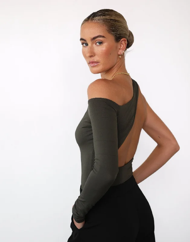 Ruffled Bodysuits with a Playful and Feminine TouchNico Bodysuit (Burnt Olive)