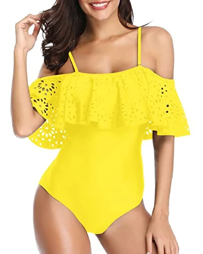 Plus Size Women's Wrap - Style One - Pieces in Burgundy with Belt for a Figure - Flattering OptionLace Hollow Out Ruffle Flounce Off Shoulder 1 Piece Swimsuits For Women-Neon Yellow Plus Size Women's Wrap - Style One - Pieces in Burgundy with Belt for a Figure - Flattering OptionLace Hollow Out Ruffle Flounce Off Shoulder 1 Piece Swimsuits For Women-Neon Yellow