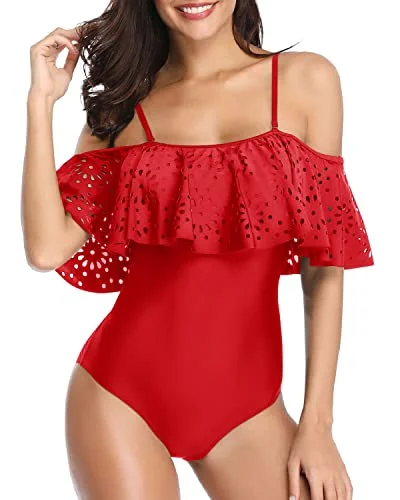 Women's Cargo - Style One - Pieces in Khaki with Pockets for a Practical and Stylish Outdoor LookSexy Ruffle Flounce Hollow Bathing Suits One Piece Off Shoulder Lace Swimsuits-Red Women's Cargo - Style One - Pieces in Khaki with Pockets for a Practical and Stylish Outdoor LookSexy Ruffle Flounce Hollow Bathing Suits One Piece Off Shoulder Lace Swimsuits-Red
