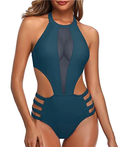 Women's Lace - Embellished One - Pieces in Cream for a Romantic and Vintage - Inspired LookRemovable Padded Push Up Bra Sexy One Piece Bathing Suit For Women-Teal Women's Lace - Embellished One - Pieces in Cream for a Romantic and Vintage - Inspired LookRemovable Padded Push Up Bra Sexy One Piece Bathing Suit For Women-Teal
