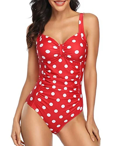 Plus Size Women's Striped One - Pieces in Navy and White for a Nautical - Inspired EnsembleContouring Sculpting Tummy Control Sexy Retro Style One Piece Swimsuits-Red Dot Plus Size Women's Striped One - Pieces in Navy and White for a Nautical - Inspired EnsembleContouring Sculpting Tummy Control Sexy Retro Style One Piece Swimsuits-Red Dot