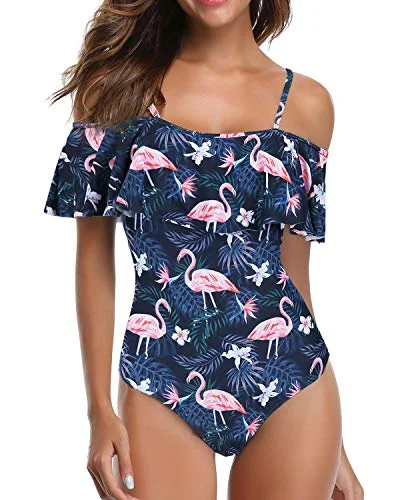 Plus Size Women's Ruffled Hem One - Pieces in Pink for a Feminine and Flirty Summer OutfitOff Shoulder Ruffled Retro One Piece Swimsuit For Women-Blue Flamingo Plus Size Women's Ruffled Hem One - Pieces in Pink for a Feminine and Flirty Summer OutfitOff Shoulder Ruffled Retro One Piece Swimsuit For Women-Blue Flamingo