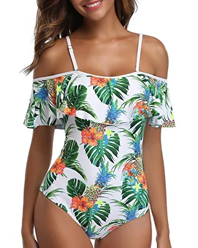 Women's Sleeveless Backless One - Pieces in Black with Cut - Out Details for a Sexy Beach LookTropical Long Torso One Piece Swimsuit For Beach Activities-White Pineapple Women's Sleeveless Backless One - Pieces in Black with Cut - Out Details for a Sexy Beach LookTropical Long Torso One Piece Swimsuit For Beach Activities-White Pineapple