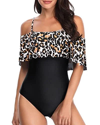 Women's Velvet One - Pieces in Emerald Green for a Luxurious and Sophisticated OccasionChic Vintage Flounce One Piece Bathing Suit-Black And Leopard Women's Velvet One - Pieces in Emerald Green for a Luxurious and Sophisticated OccasionChic Vintage Flounce One Piece Bathing Suit-Black And Leopard