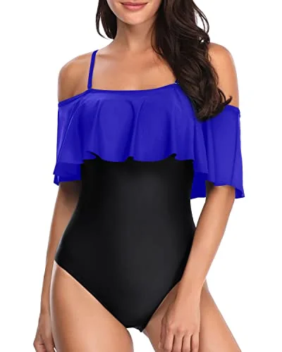 Women's Cut - Out One - Pieces in Black with Geometric Shapes for a Modern and Edgy StylePadded Bras Off Shoulder Vintage One Piece Swimsuits-Royal Blue And Black Women's Cut - Out One - Pieces in Black with Geometric Shapes for a Modern and Edgy StylePadded Bras Off Shoulder Vintage One Piece Swimsuits-Royal Blue And Black