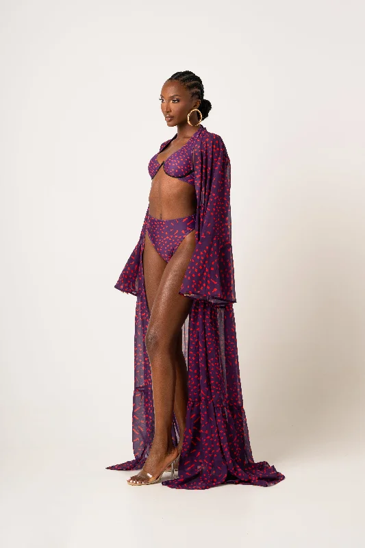 Ankle - length cover ups for a more covered - up and stylish beach lookAMINAH LONG SLEEVE CHIFFON KIMONO Ankle - length cover ups for a more covered - up and stylish beach lookAMINAH LONG SLEEVE CHIFFON KIMONO