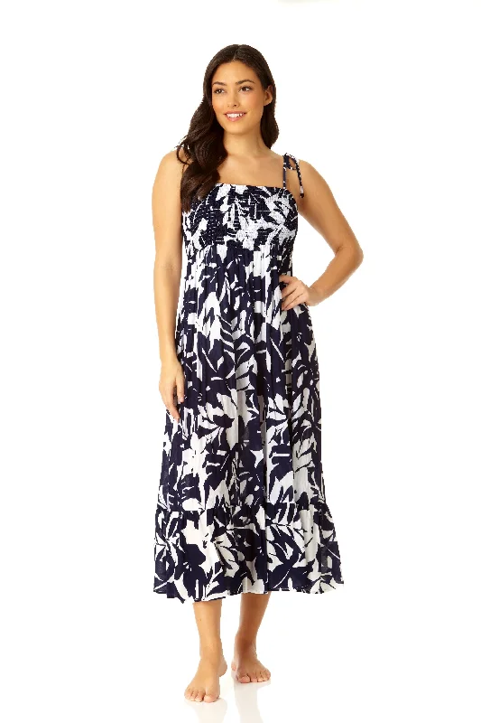 Plus - size floral print cover ups for a stylish beach lookAnne Cole - Women's Smocked Shoulder Tie Dress Plus - size floral print cover ups for a stylish beach lookAnne Cole - Women's Smocked Shoulder Tie Dress