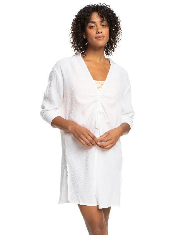 Mock - neck cover ups for a more modern and stylish silhouetteSun And Limonade Beach Cover-Up Dress - Bright White Mock - neck cover ups for a more modern and stylish silhouetteSun And Limonade Beach Cover-Up Dress - Bright White