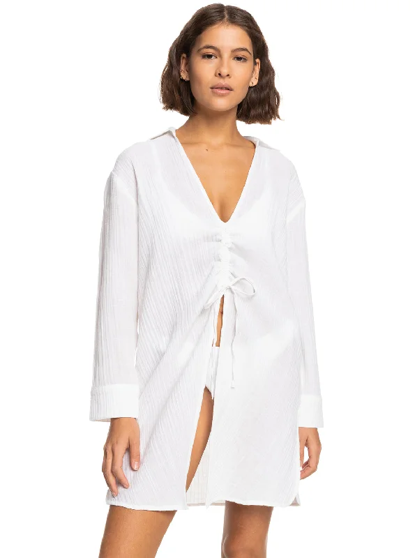 See - through cover ups for a sexy and alluring beach outfitSun And Limonade Shirt Dress - Bright White See - through cover ups for a sexy and alluring beach outfitSun And Limonade Shirt Dress - Bright White