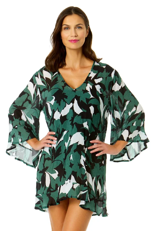 Bohemian - style cover ups for a free - spirited beach aestheticWomen's Desert Bloom Flounce V Neck Tunic Swimsuit Cover Up Bohemian - style cover ups for a free - spirited beach aestheticWomen's Desert Bloom Flounce V Neck Tunic Swimsuit Cover Up