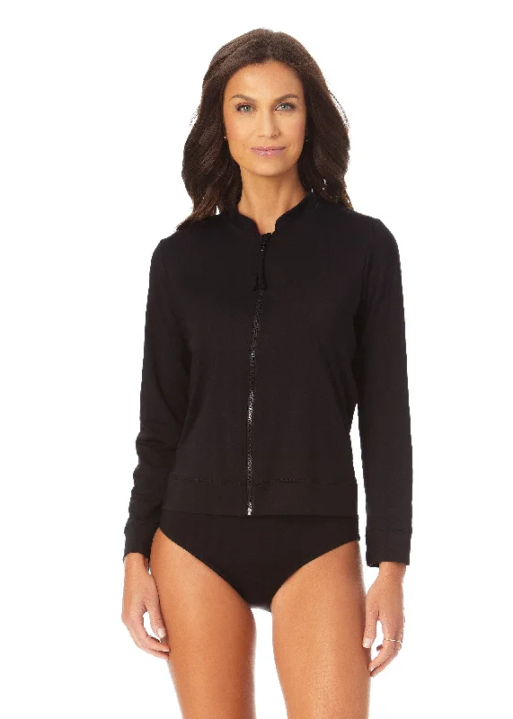 Thermal - lined cover ups for cooler beach eveningsWomen's Live In Color Long Sleeve Zip Front Rash Guard Top Thermal - lined cover ups for cooler beach eveningsWomen's Live In Color Long Sleeve Zip Front Rash Guard Top