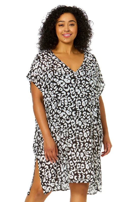 Geometric - pattern cover ups for a modern and trendy appearanceWomen's Plus Size Wild Cat Easy Tunic Swimsuit Cover Up Geometric - pattern cover ups for a modern and trendy appearanceWomen's Plus Size Wild Cat Easy Tunic Swimsuit Cover Up